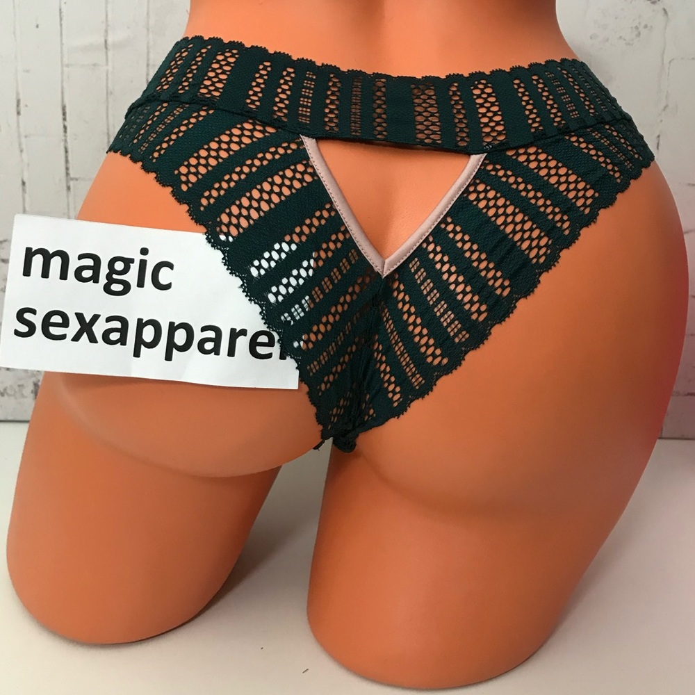 VS S M L XL LUXE SATIN CUT OUT V TANGA PANTY LACE